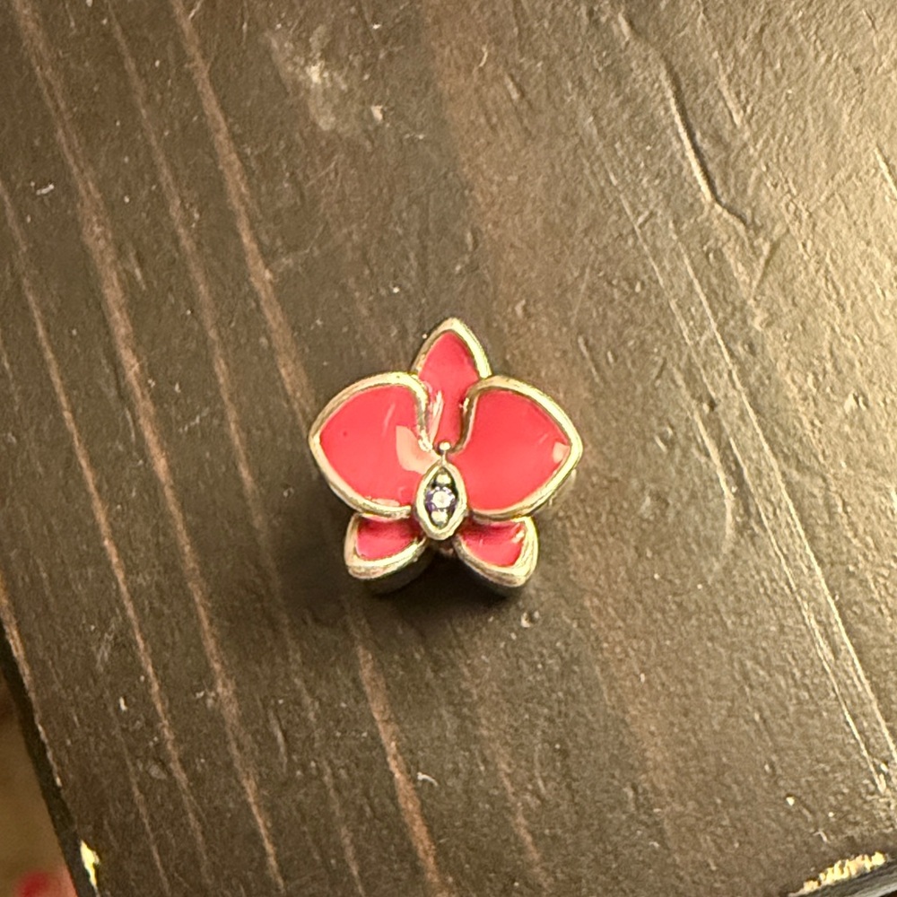 Pandora silver orchid Charm